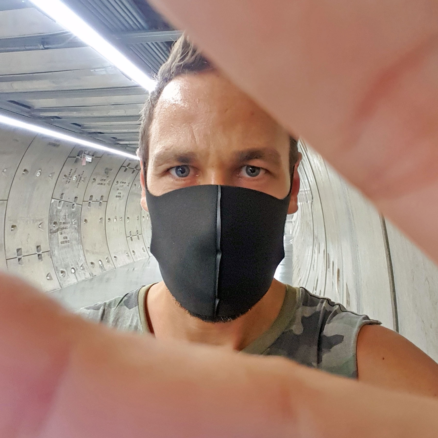 Selfie with mask at Samyan underpass