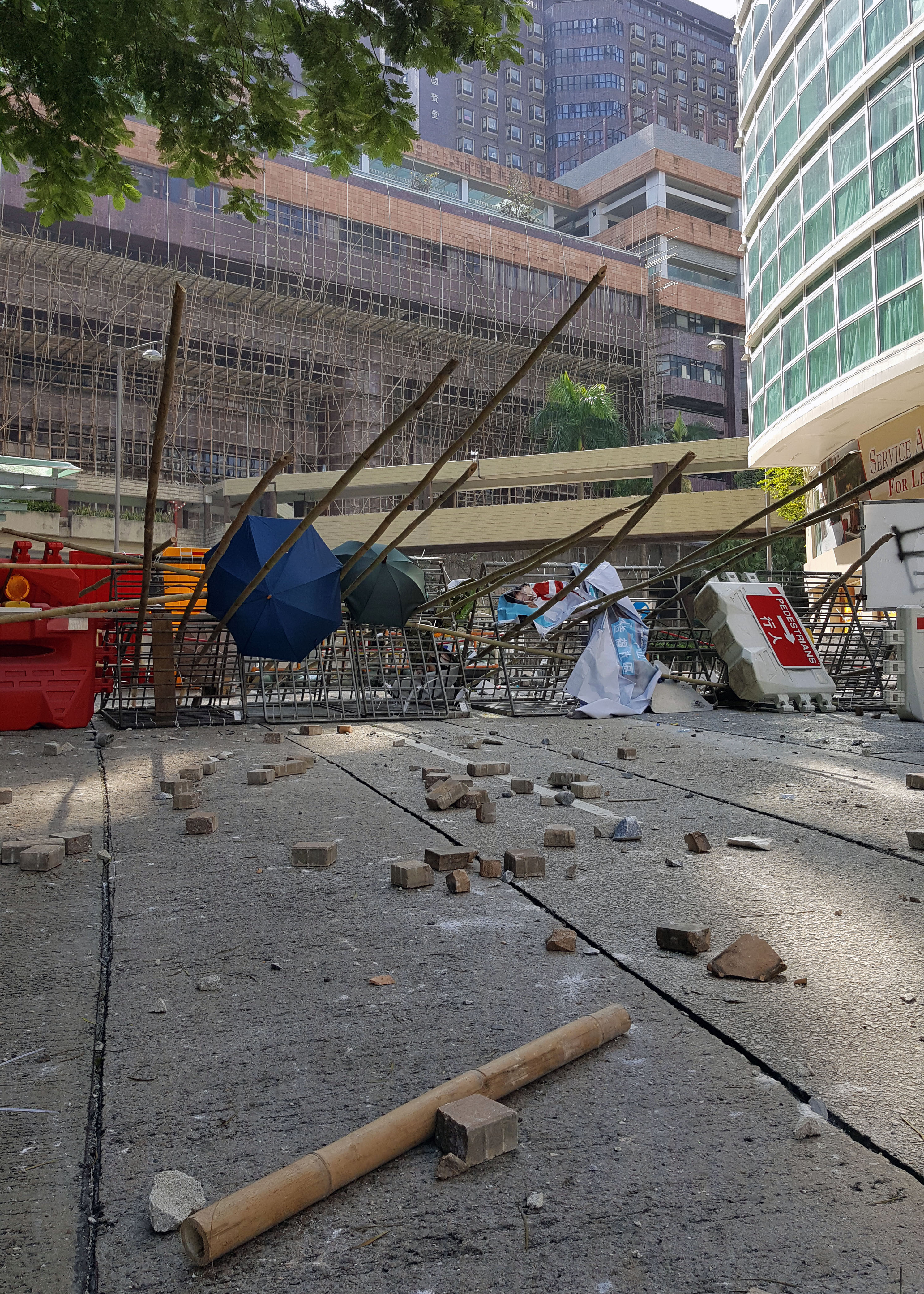 Barricades during the protests in Hongkong