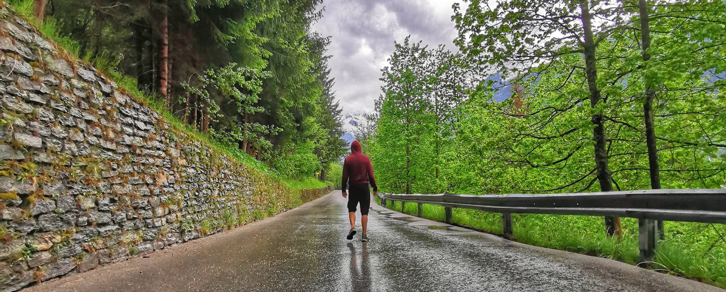 Me on a rainy road in Austria