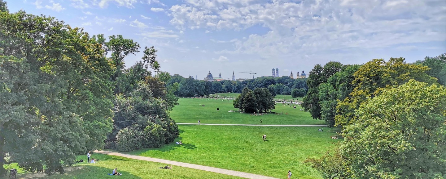 The skyline of Munich seen from Monopteros