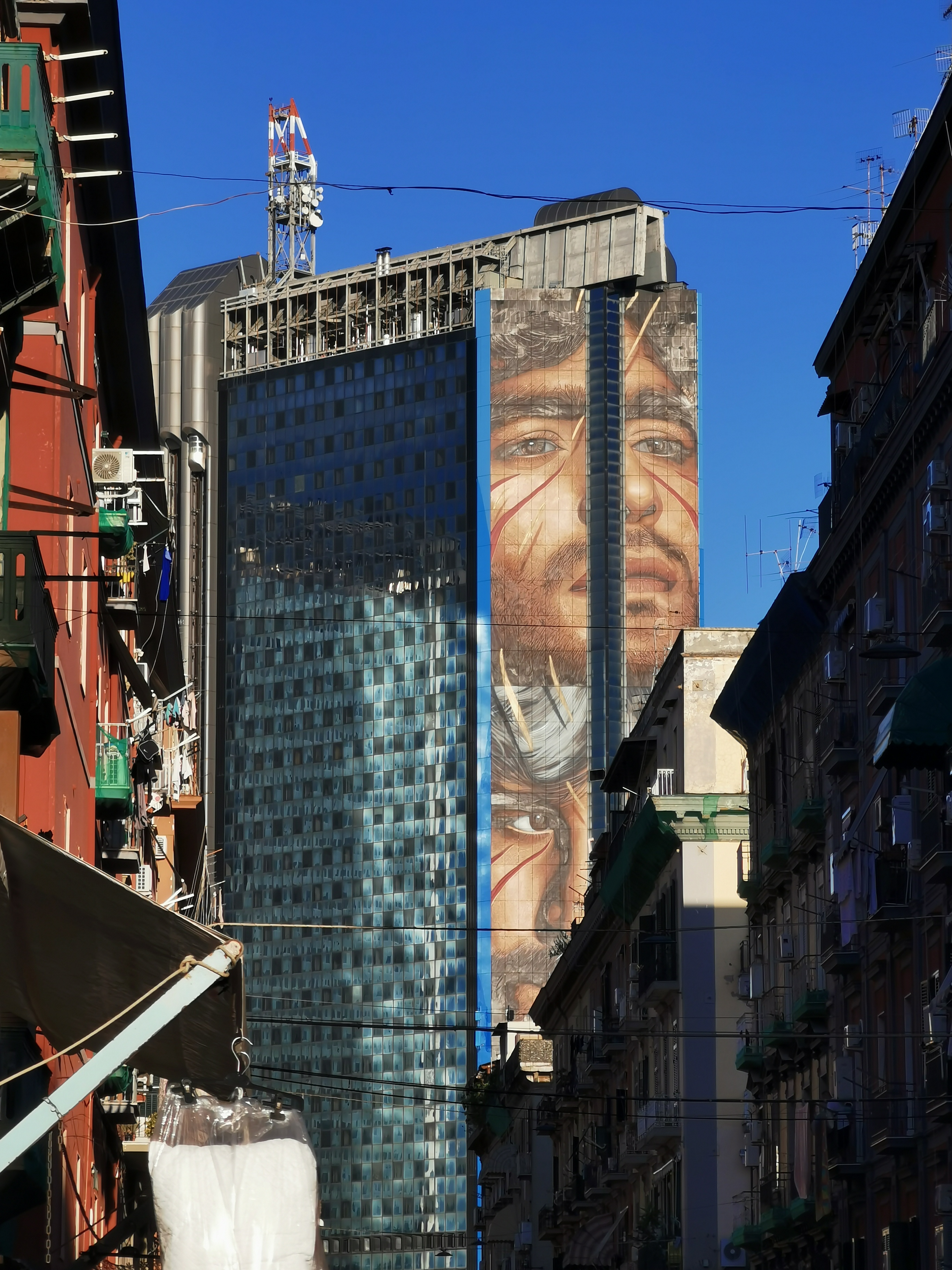 Diego Maradona at a facade